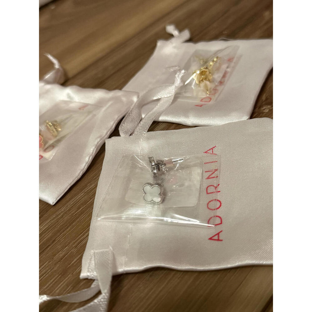 NWT! Adornia Clover Stud Earrings Set Gold, Pink, and Silver Accent - Picture 4 of 7